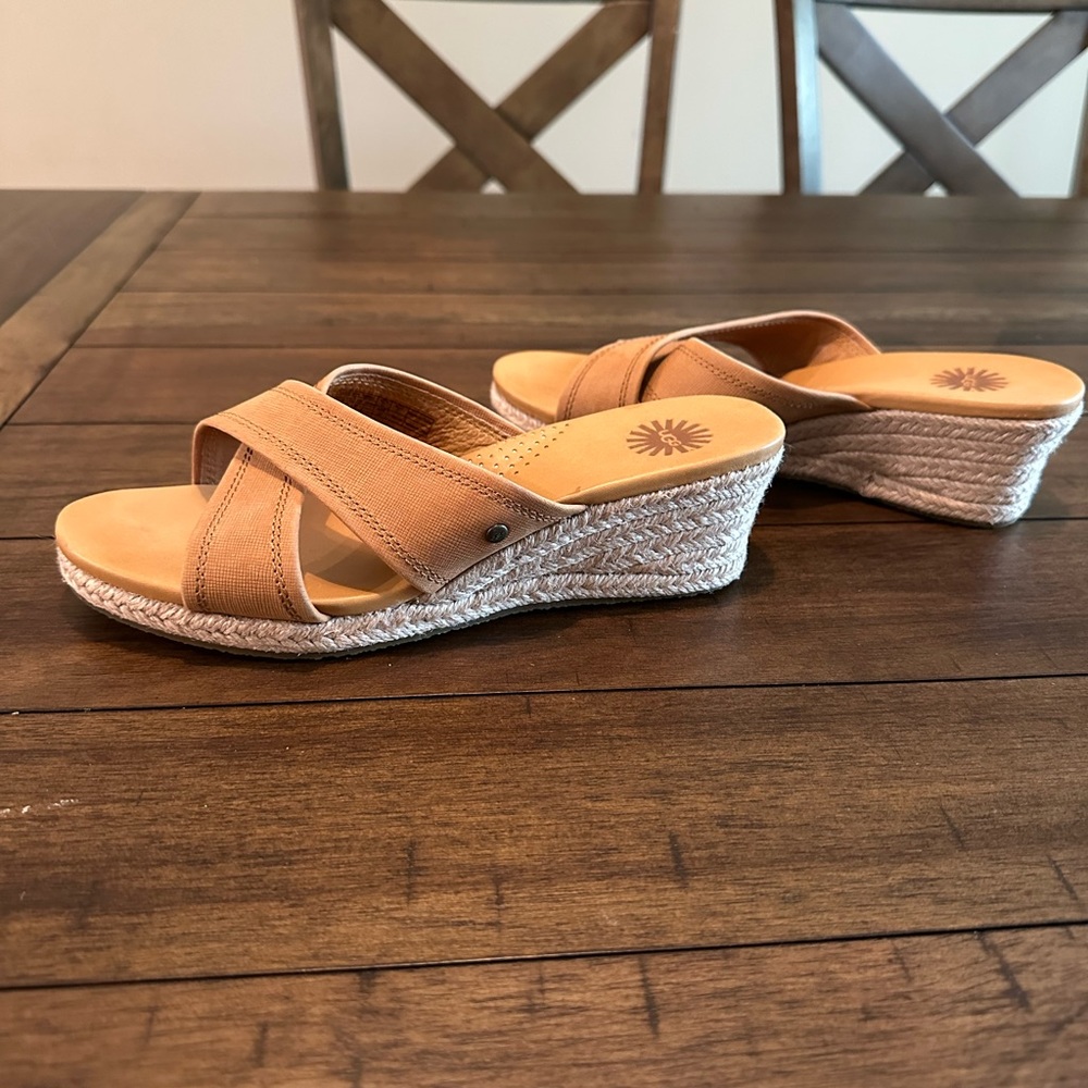 Ugg Gwyn never worn caramel wedge sandals size 7.5